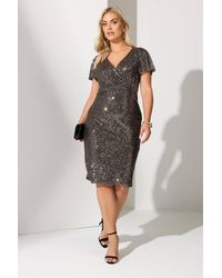 Yours - Sequin Embellished Wrap Dress - Lyst