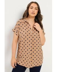 Yours - Polka Dot Pleat Front Shirt - Lyst