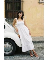 WOVCOR - Ruched Square Neck Thick Strap A-Line Maxi Dress - Lyst