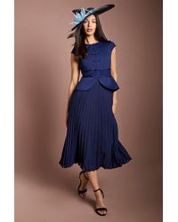 Coast - Lisa Tan Bandage Bodice Pleat Skirt Bow Detail Midi Dress - Lyst