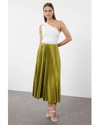 WOVCOR - Pleated Maxi Faux Leather Skirt - Lyst