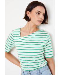 Oasis - Stripe Asymmetic Short Sleeve Top - Lyst