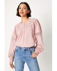 Oasis - Lace Insert Broderie Blouse - Lyst