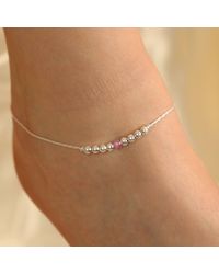 The Colourful Aura - Sterling 925 Colourful Beaded Payal Anklet W/ Jingle Bells - Lyst