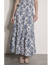 Apricot - Folk Ikat Print Cotton Tiered Maxi Skirt - Lyst