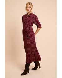 Dorothy Perkins - Spot Petite Puff Sleeve Midi Shirt Dress - Lyst