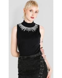 Enorsia - Sequin High Neck Sleeveless Top - Lyst