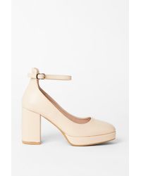 Oasis - Vanessa Platform Ankle Strap High Block Heel Court Shoes - Lyst