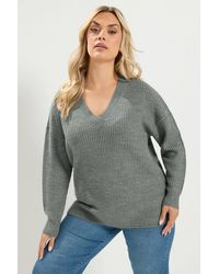 Yours - V-Neck Knitted Jumper - Lyst