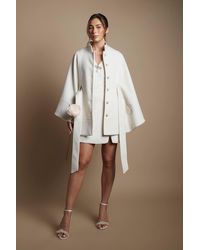 Coast - Button Detail Belted Occasion Cape Coat - Lyst