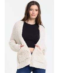 Liquorish - Chunky Wool Blend Knit Cardigan - Lyst