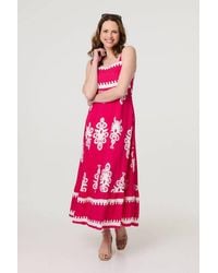 Izabel London - Ikat Print Sleeveless A-Line Maxi Dress - Lyst