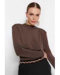 WOVCOR - Draped Long Sleeve Bodysuit - Lyst