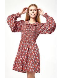 Liquorish - Floral Print Smock Mini Dress W/ Peter Pan Collar - Lyst