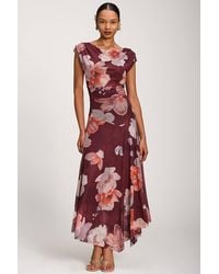 Jolie Moi - Asymmetrical Draped Mesh Maxi Dress - Lyst