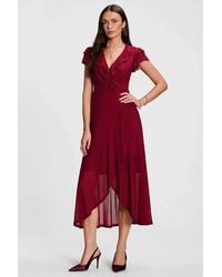 Jolie Moi - Ruffled Mesh Maxi Dress - Lyst