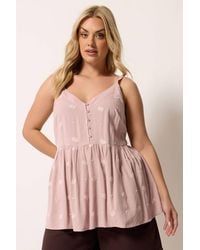Yours - Embroidered Button Cami Vest Top - Lyst
