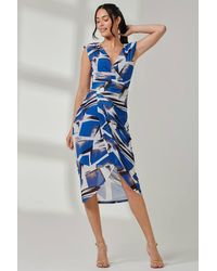 Jolie Moi - Mesh Wrap Ruched Bodycon Dress - Lyst