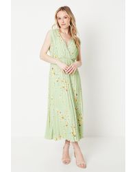 Oasis - Occasion Floral Pleated Wrap Midaxi Dress - Lyst