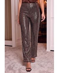 Roman - Sequin Wide Leg Trousers - Lyst