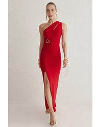 WOVCOR - One Shoulder Cut-Out Split Maxi Dress - Lyst