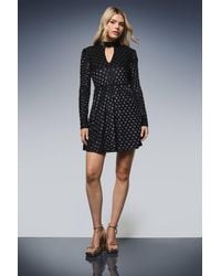 Dorothy Perkins - Spot Devore Long Sleeve Mini Dress - Lyst