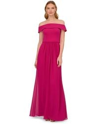 Adrianna Papell - Crepe Chiffon Gown Dress - Lyst