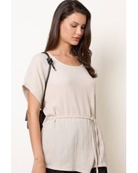 Blue Vanilla - Short Sleeve Belted Round Neck Top - Lyst