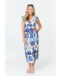 Izabel London - Printed Cap Sleeve Relaxed Maxi Dress - Lyst