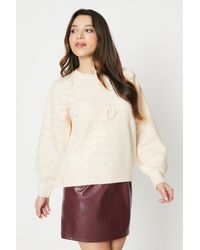 Oasis - Hand Crochet Pointelle Corsage Sweater - Lyst