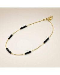 The Colourful Aura - Golden Brass Pearl Minimalist Thin Slim Foot Payal Anklet - Lyst