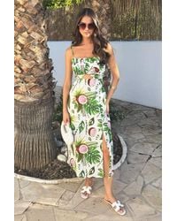 AX Paris - Multi Coconut Print Strappy Cut Out Midi Dress - Lyst