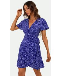 FS Collection - Floral Print Mini Wrap Dress - Lyst