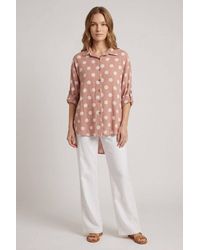 Izabel London - Polka Dot Print 3/4 Sleeve Relaxed Shirt - Lyst