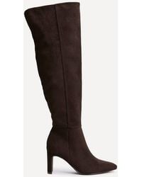 Linzi - Demand Faux Suede Over The Knee Block Heeled Boot - Lyst