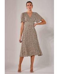 Jolie Moi - Chiffon Pleated Wrap Midaxi Dress - Lyst