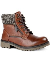 Pavers - Knitted Cuff Zip Design Lace Up Ankle Boots - Lyst