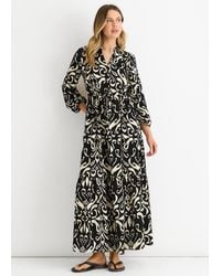 Gini London - Ikat Print Tie Waist Maxi Dress - Lyst