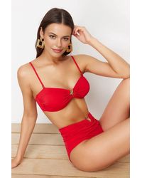 WOVCOR - Ruched Bandeau Bikini Top W/ Ring Detail - Lyst