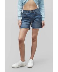 Enorsia - Mid-Waist Denim Shorts - Lyst