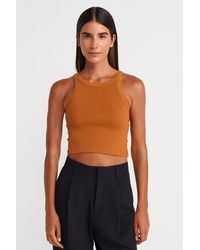 Dilvin - Ribbed Cotton-Blend Sleeveless Crop Top - Lyst