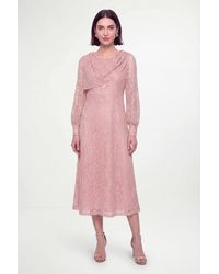 Wallis - Petite Sequin Lace Drape Belted Midi Dress - Lyst
