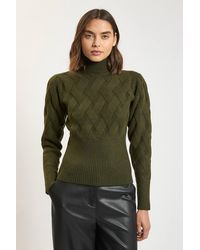 Karen Millen - Cable Knitted Funnel Neck Jumper - Lyst