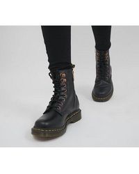 Dr. Martens 10 Eye Rose Gold Hardware Boots Leather in Black | Lyst