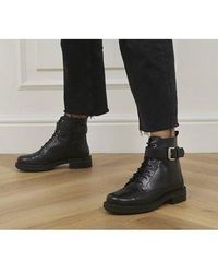 alpaca buckle lace up biker boots