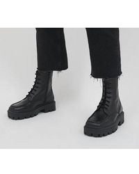 Sale Ladies Spot On Lace Up Square Toe Winter Boots F5R1120