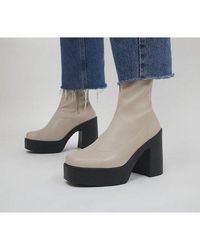 Office Amenna Platform Sock Heeled Ankle Boots - White