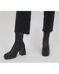 Office Auckland Platform Zip-up Sock Ankle Boots - Black