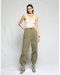 Slacks and Chinos Cargo trousers The Range Nyc Cotton Structured Twill Cargo Pant in Green Womens Clothing Trousers 