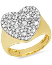 Eriness - 14k Yellow Gold Diamond Heart Signet Ring - Lyst